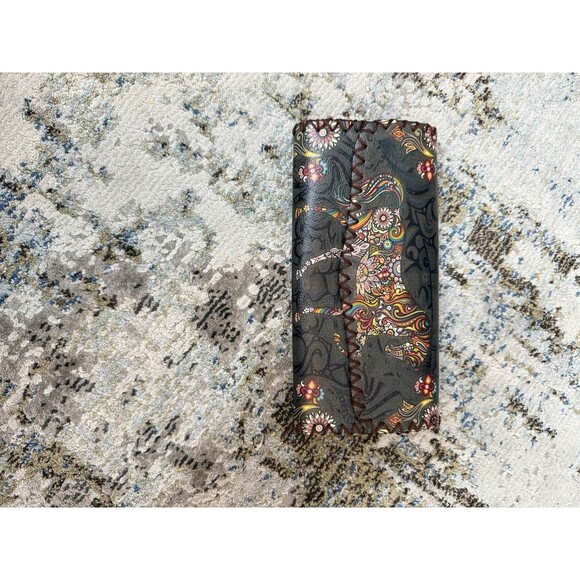 hand stitched vegan leather Harmony Wallet mosaic Dark Horse LNC BOHO - Picture 3 of 6